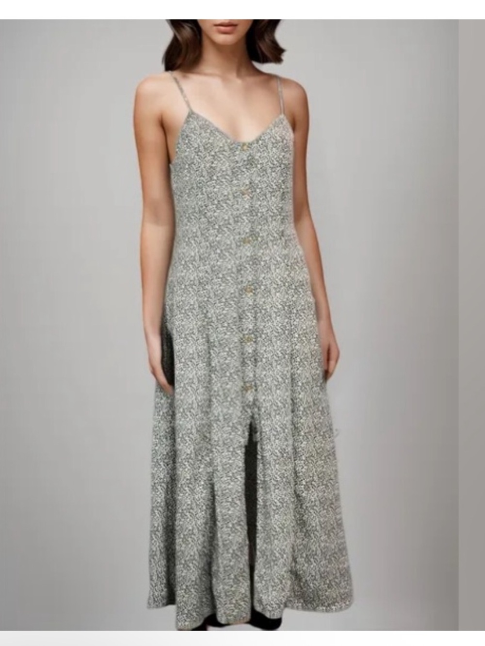 Sienna Sky Black & White Flowy and Flattering Button-Front Maxi Slip Dress